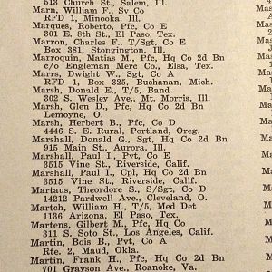 Marshall Donald G - 129th Inf Regt Roster