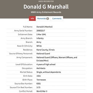 Marshall Donald G - WWII Army Enlistment Record