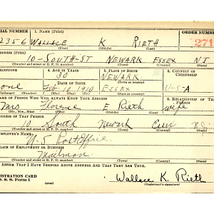 Wallace Reith Draft Card